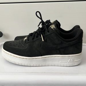 Black suede and Gold NIKE Air Force 1